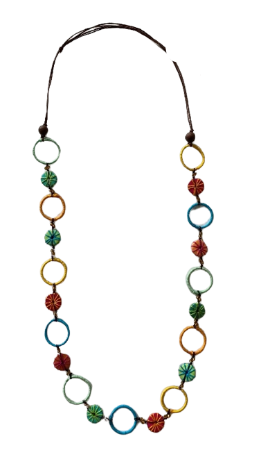 Colourful Rings and Embroidered Beads Necklace N14-284XY