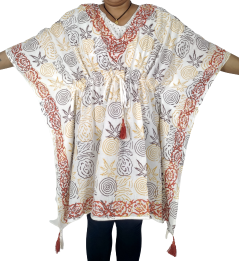 Red and Beige Kaftan-CinnamonCreations