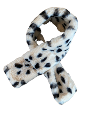 Faux Fur Animal Print Neck Wrap - Cream - CinnamonCreations