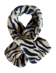 Faux Fur Animal Stripe Print Neck Wrap - Beige - CinnamonCreations