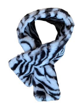 Faux Fur Animal Stripe Print Neck Wrap - White