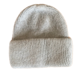 Angora Mix Rib Beanie - Grey