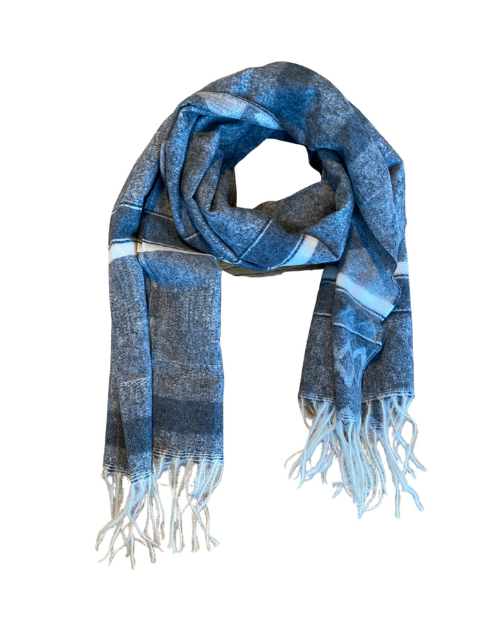 Aztec Design Soft Touch Scarf - Black and blue- CinnamonCreations