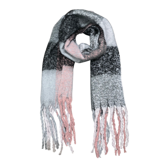 Blanket Style Super Soft Scarf black pink