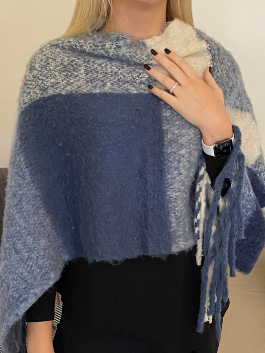 Poncho Blanket Feel - Blue