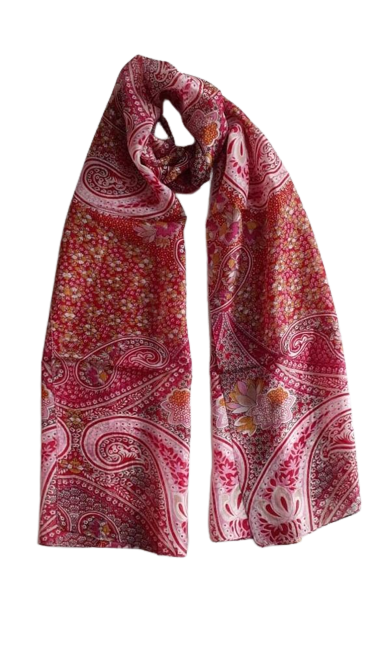 Red Patterned Silk Scarf - CinnamonCreations