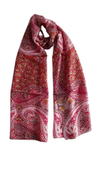 Red Patterned Silk Scarf - CinnamonCreations