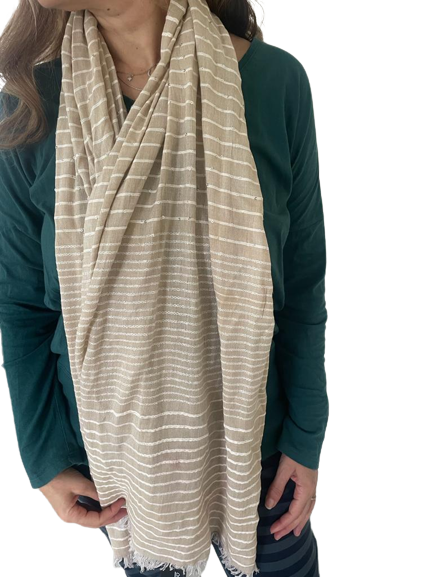 Beige Glitter effect cotton dyed scarf