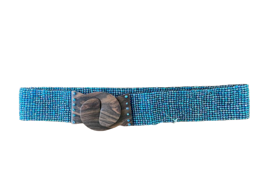 Plain Pearl Belt With Wooden Buckle - Lilas Fonce