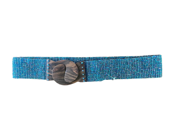 Plain Pearl Belt With Wooden Buckle - Lilas Fonce