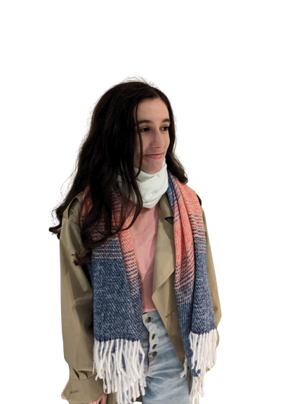 Soft Orange and Navy Winter scarf