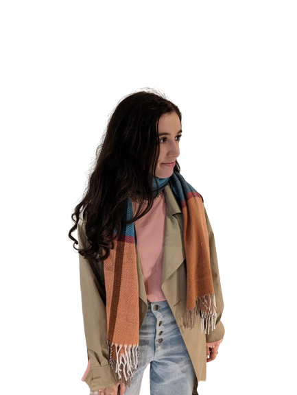 Orange and Teal Blanket Scarf