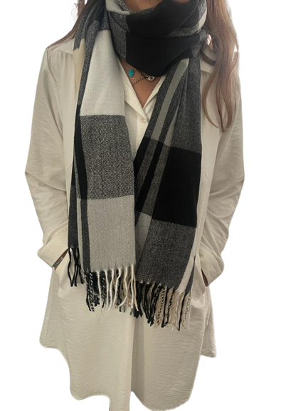 Soft Winter Scarf - Grey and Beige