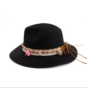 Straw Traveler Hat with band - Black
