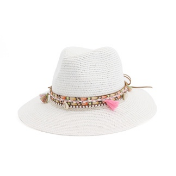 Straw Traveler Hat with band - White