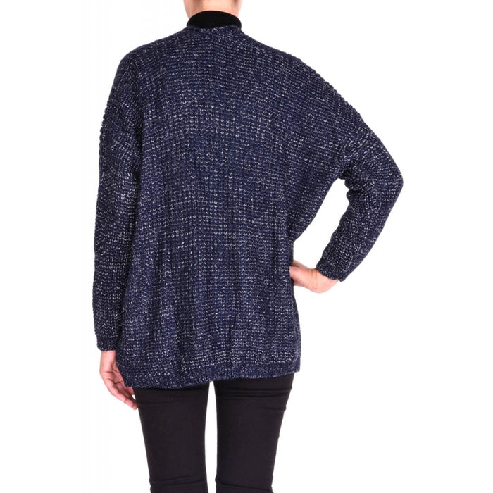 Knitted Acrylic Cardigan - Bleu Fonce - Free Size