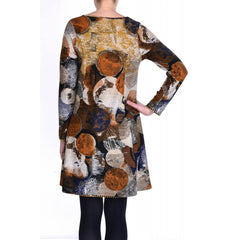 Polyester Dress A-Line & Long Sleeves - Jaune Fonce L/XL