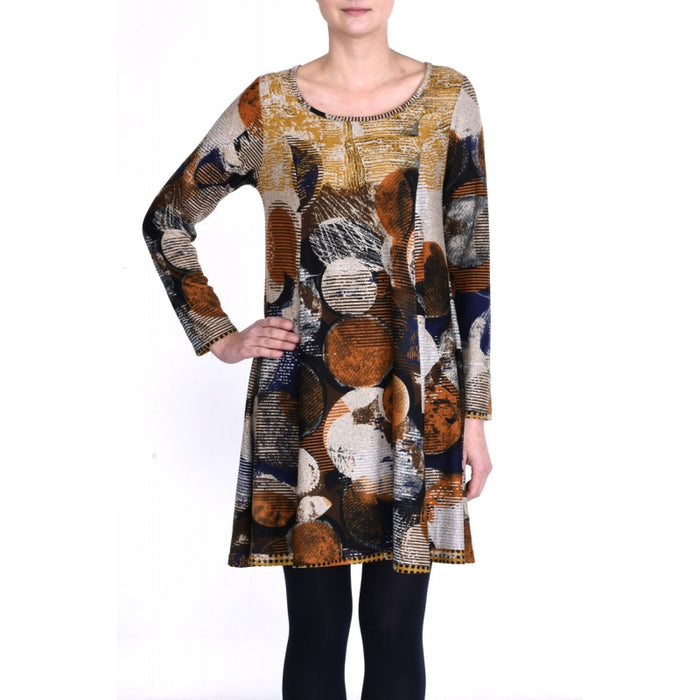 Polyester Dress A-Line & Long Sleeves - Jaune Fonce L/XL