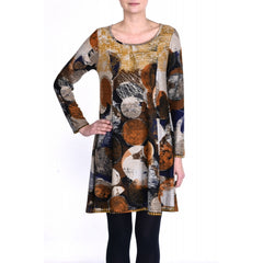 Polyester Dress A-Line & Long Sleeves - Jaune Fonce S/M