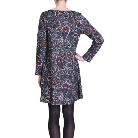 Polyester Dress A-Line & Long Sleeves - Noir S/M