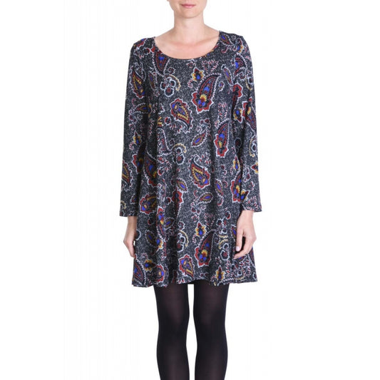 Polyester Dress A-Line & Long Sleeves - Noir S/M