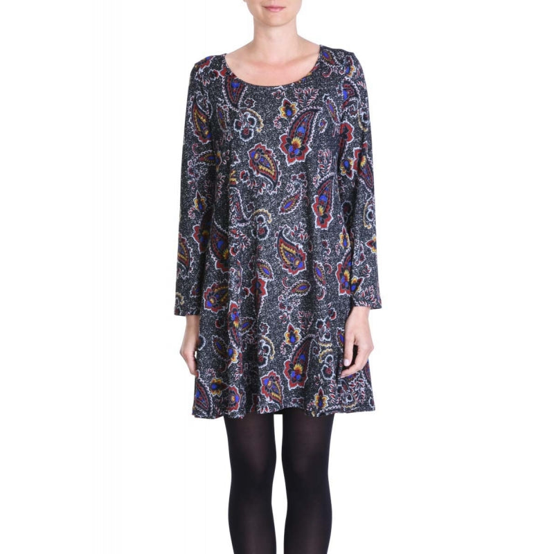 Polyester Dress A-Line & Long Sleeves- Noir L/XL