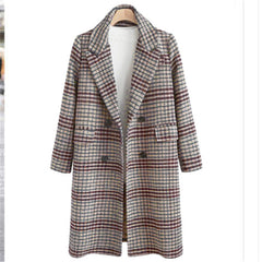 Grey Check Trench Full Length Lined Coat