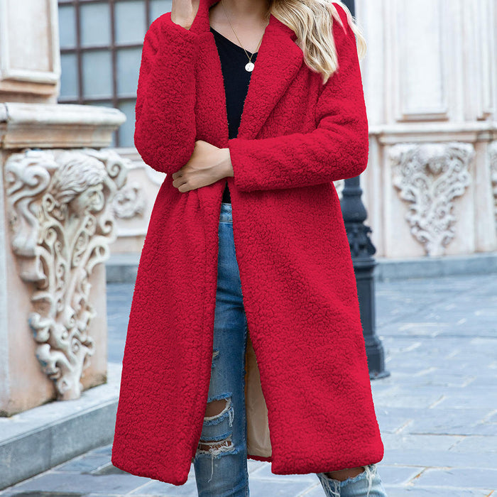 Red Trench Teddy Fleece - No side pockets